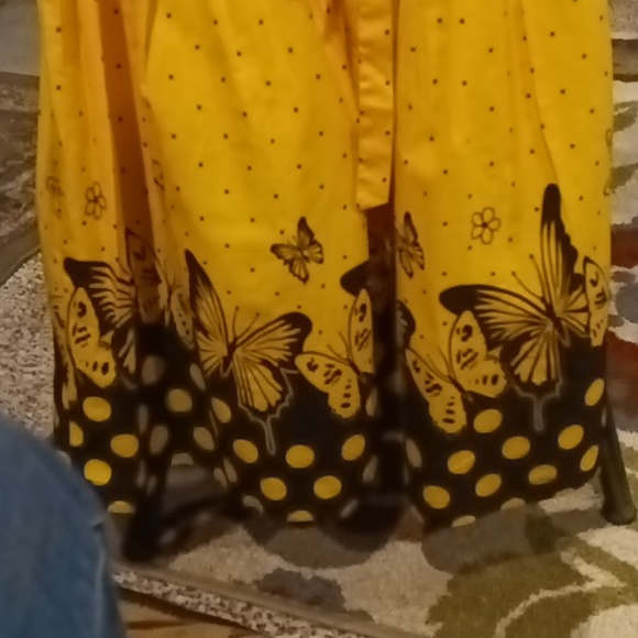 NWOT Shrawanti gold&black polkadot dress w butterflies & belt Sz 32 EU/23/14 US - Picture 12 of 15